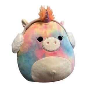 Squishmallows Esmeralda Unicorn with Ear muffs Squishmallow 8" NWT Tie Dye